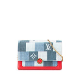 Monogram Denim Patchwork Fiore Chain Wallet