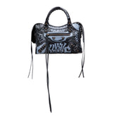 Mini Lambskin Motocross Graffiti Classic City Satchel