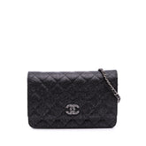 CC Quilted Glittered Calfskin Wallet On Chain