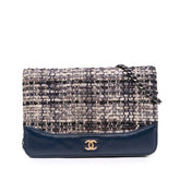 Quilted Tweed and Calfskin Gabrielle Wallet On Chain