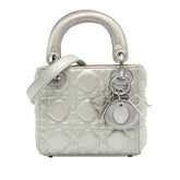 Micro Metallic Calfskin Cannage Lady Dior