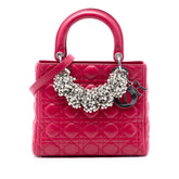 Medium Lambskin Cannage Pearl Lady Dior
