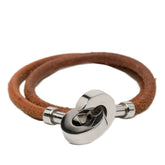 Palladium Plated and Leather Lancelot Double Tour Bracelet