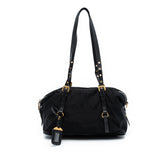 Saffiano Trimmed Tessuto Logo Satchel