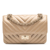 Reissue 2.55 Chevron Quilted Metallic Calfskin Single Flap 224