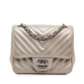 Mini Square Classic Chevron Iridescent Lambskin Single Flap