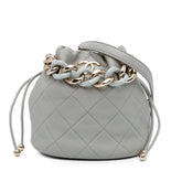 CC Quilted Calfskin Resin Bi-Color Chain Bucket Bag