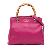 Small Calfskin Bamboo Shopper Satchel