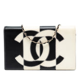 CC Lambskin Embroidered Clutch With Chain