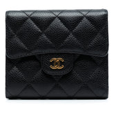 CC Quilted Caviar Compact Flap Wallet