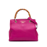 Small Calfskin Bamboo Shopper Satchel