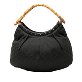 GG Canvas Bamboo Studded Hobo
