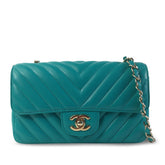 Mini Rectangular Chevron Lambskin Single Flap