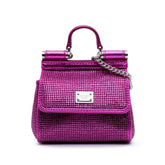 Mini Crystal Embellished Satin Sicily Bag