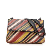 Small Leather Embroidered Stripe Olimpia Shoulder Bag