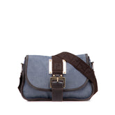 Zucca Trimmed Denim Buckle Flap Bag