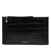 Croc Embossed Leather Pouch