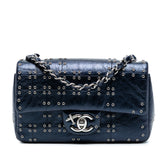Mini Rectangular Classic Glazed Calfskin Studded Airlines Single Flap