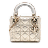 Mini Metallic Lambskin Cannage Lady Dior