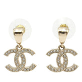 Silver Plated CC Crystal Drop Push Back Earrings