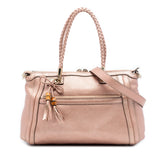Metallic Pebbled Calfskin Bella Satchel
