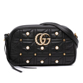 Small GG Marmont Matelasse Leather Pearl Studded Crossbody