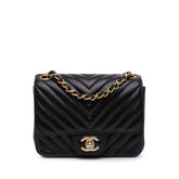 Mini Square Classic Chevron Lambskin Single Flap