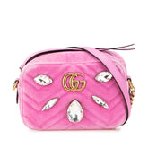 Mini GG Marmont Crystal Embellished Matelasse Velvet Crossbody