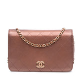 CC Quilted Metallic Lambskin Enamel Wallet On Chain