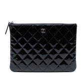 Medium Quilted Patent O Case Clutch