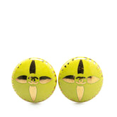 Gold Plated and Resin CC Round Clip On Earrings