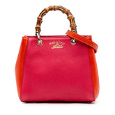 Mini Bicolor Calfskin Bamboo Shopper Satchel