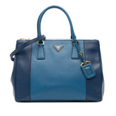 Medium Bicolor Saffiano Lux Galleria Double Zip Satchel