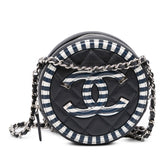 Caviar Striped CC Filigree Round Crossbody