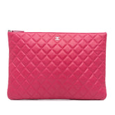 Large Quilted Lambskin O Case Clutch