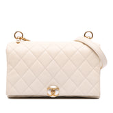 Quilted Calfskin Pearl CC Accordion Flap