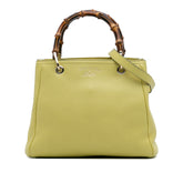 Small Calfskin Bamboo Shopper Satchel