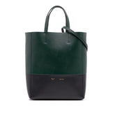 Small Bicolor Grained Calfskin Vertical Cabas Tote
