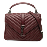 Medium Chevron Sheepskin Monogram College Satchel