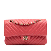 Medium Classic Chevron Lambskin Double Flap