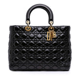 Large Crinkled Patent Cannage Lady Dior