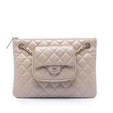 CC Iridescent Quilted Lambskin Pouch with Mini Flap Purse
