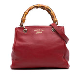 Small Calfskin Bamboo Shopper Satchel