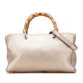 Medium Calfskin Bamboo Shopper Satchel