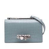 Croc Embossed Calfskin Skull Knuckle Duster Crossbody