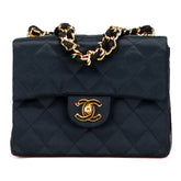 Mini Square Quilted Satin Single Flap