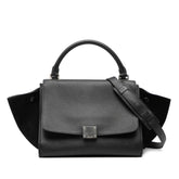Small Drummed Calfskin and Suede Trapeze Satchel