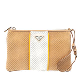 Perforated Saffiano Wristlet Clutch