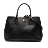 Medium Saffiano Lux Galleria Double Zip Satchel
