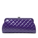 CC Quilted Patent Kiss Lock Clutch